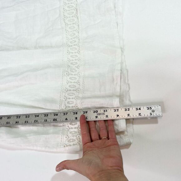 Stella Rosa Linen Dress Women's Small White Embroidery Tie Mini peasant festival - Picture 4 of 10